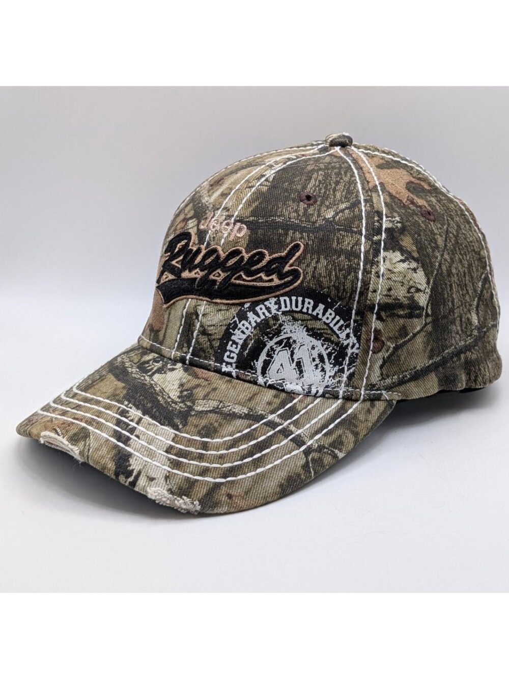 Jeep Rugged Mossy Oak Camo Stretch Fit Baseball Hat Cap OSFM Hunting Outdoors